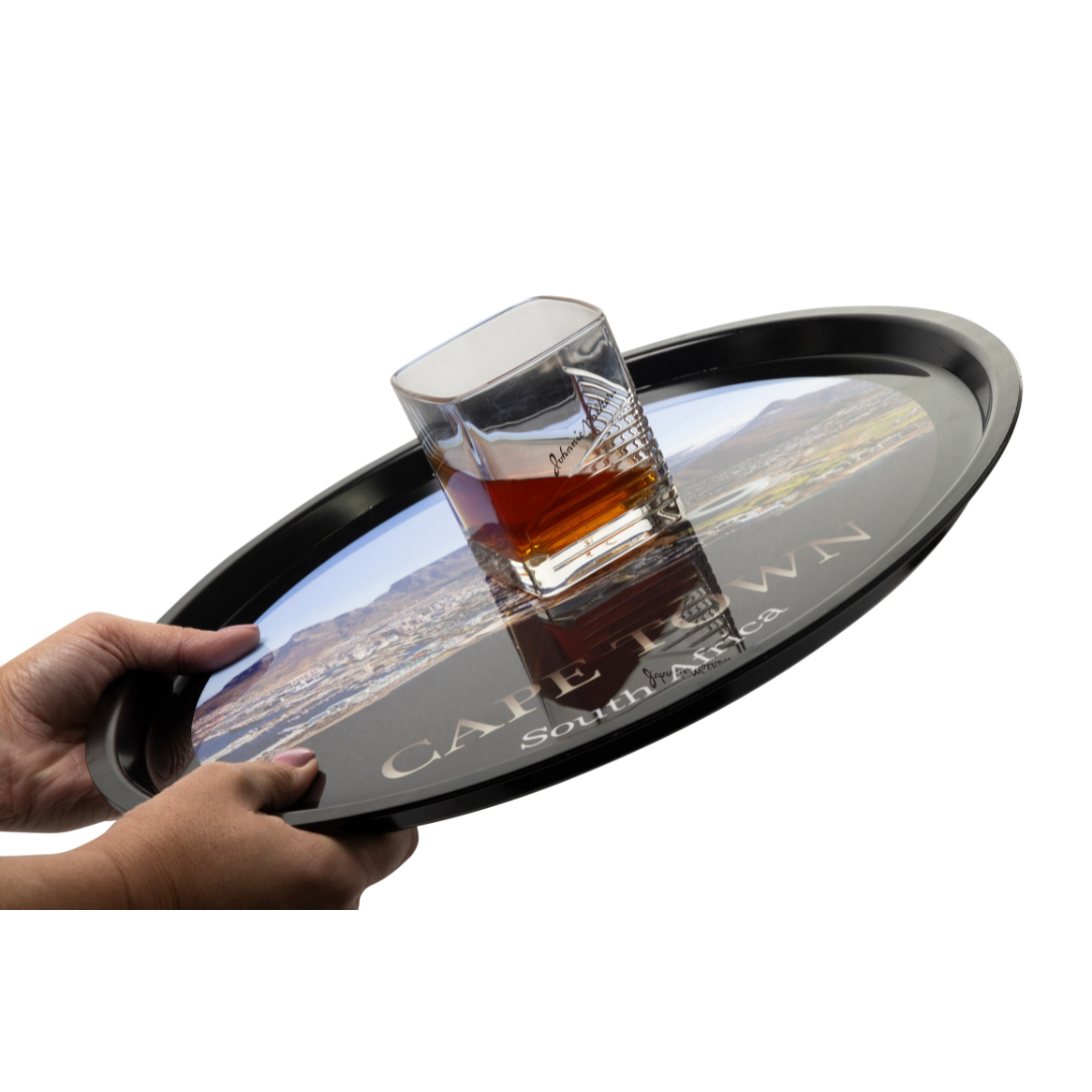 Black Round Grip Tray