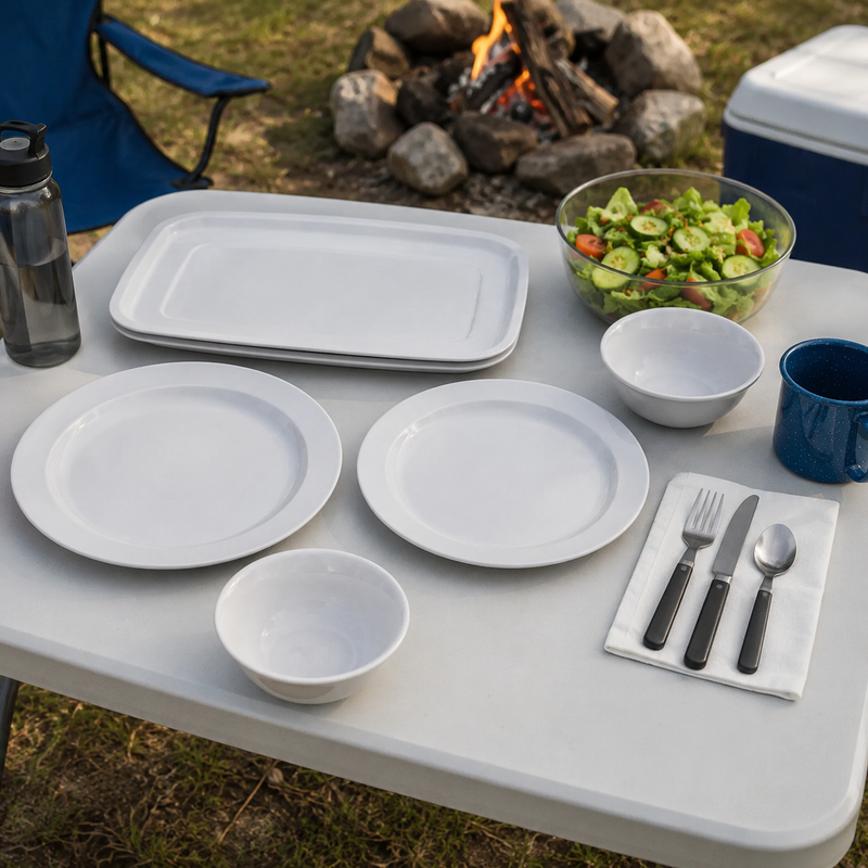 Full set laid out at a campsite