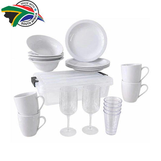Dinnerware Set with Storage Container, 19 pieces in polycarbonate - Camp & Outdoor